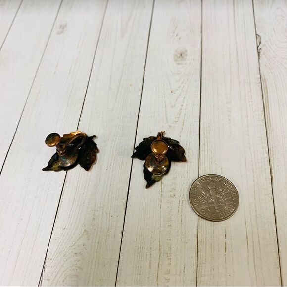 VTG Copper Leaf Earrings - Picture 2 of 2